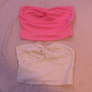 Pink and Cream Textured Tube Tops